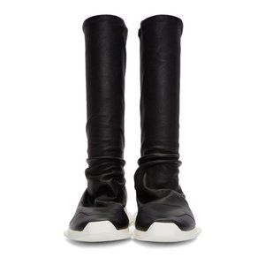 RICK OWENS Oblique coated stretch-leather sock boots